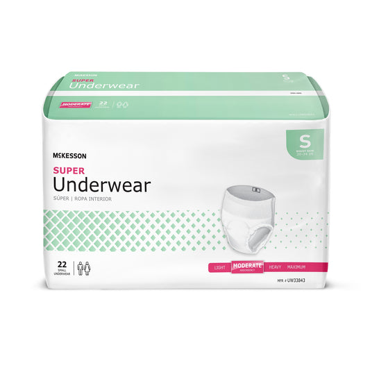 Unisex Adult Absorbent Underwear McKesson Pull On with Tear Away Seams Small Disposable Moderate Absorbency