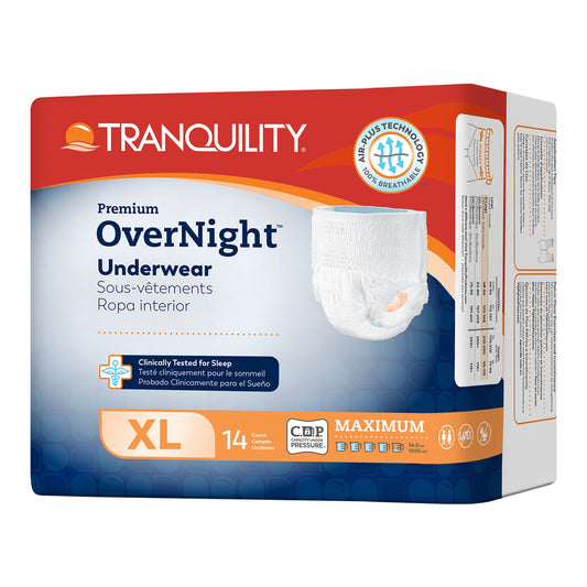 Unisex Adult Absorbent Underwear Tranquility Premium OverNight™ Pull On with Tear Away Seams X-Large Disposable Heavy Absorbency