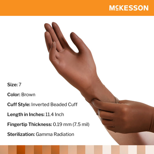 McKesson Perry® Latex Surgical Glove, Size 7, Brown