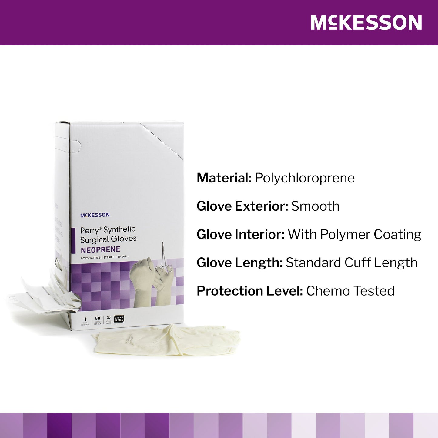 McKesson Perry® Polychloroprene Surgical Glove, Size 6.5, Cream