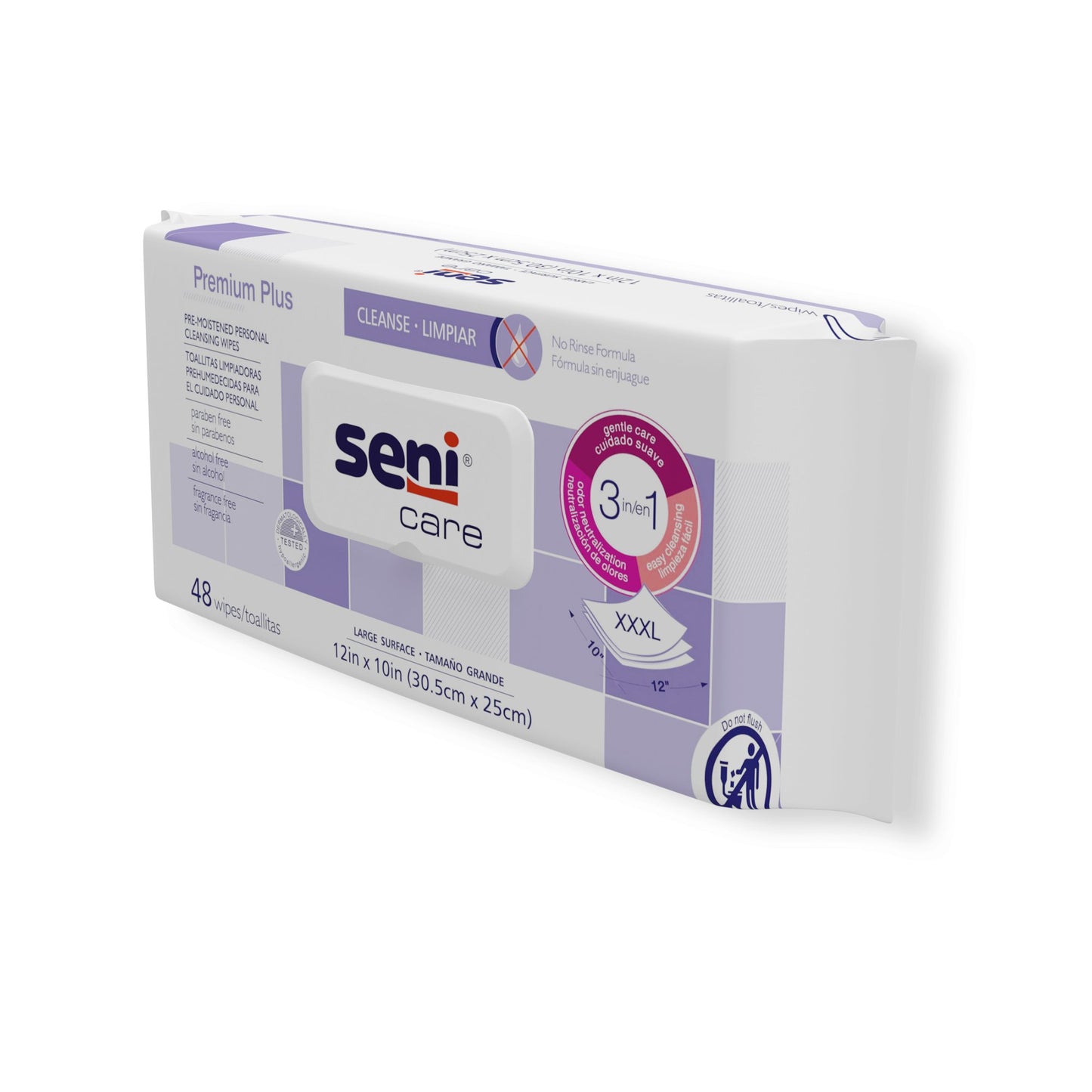 WIPES, CLEANSING SENI CARE PREMIUM PLUS (48/PK 12PK/CS)