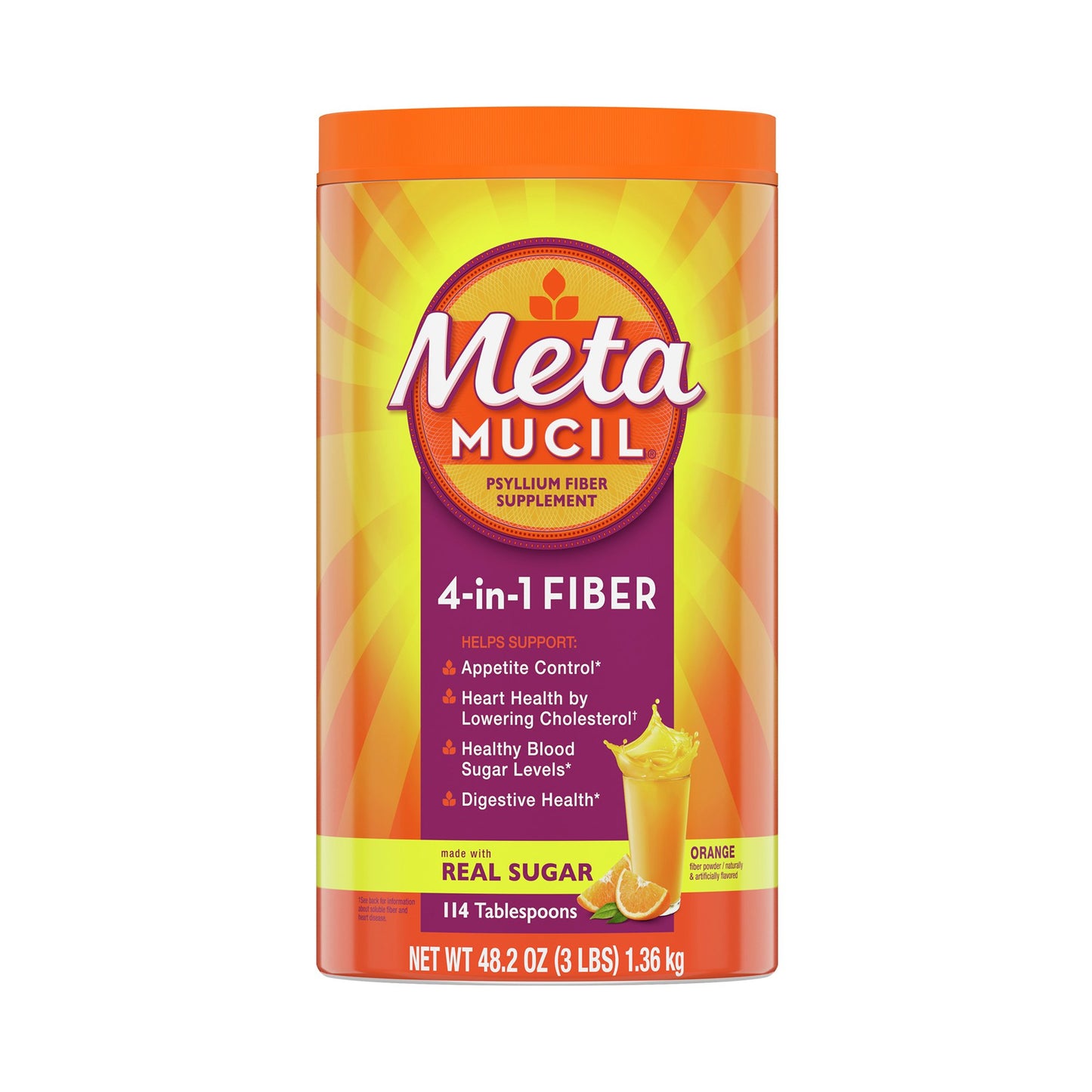 Metamucil® Psyllium Husk Fiber Supplement, 48.2-ounce Canister