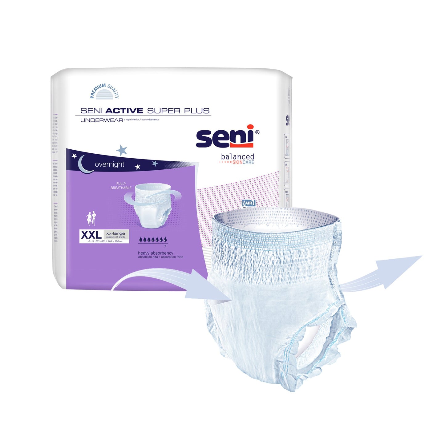 UNDERWEAR, SENI ACTIVE SUPER PLUS 2XLG (12/PK 4PK/CS)