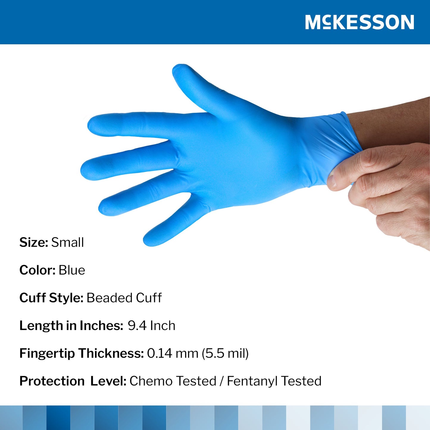 Exam Glove McKesson Confiderm® 6.8C Small NonSterile Nitrile Standard Cuff Length Fully Textured Blue Chemo Tested / Fentanyl Tested