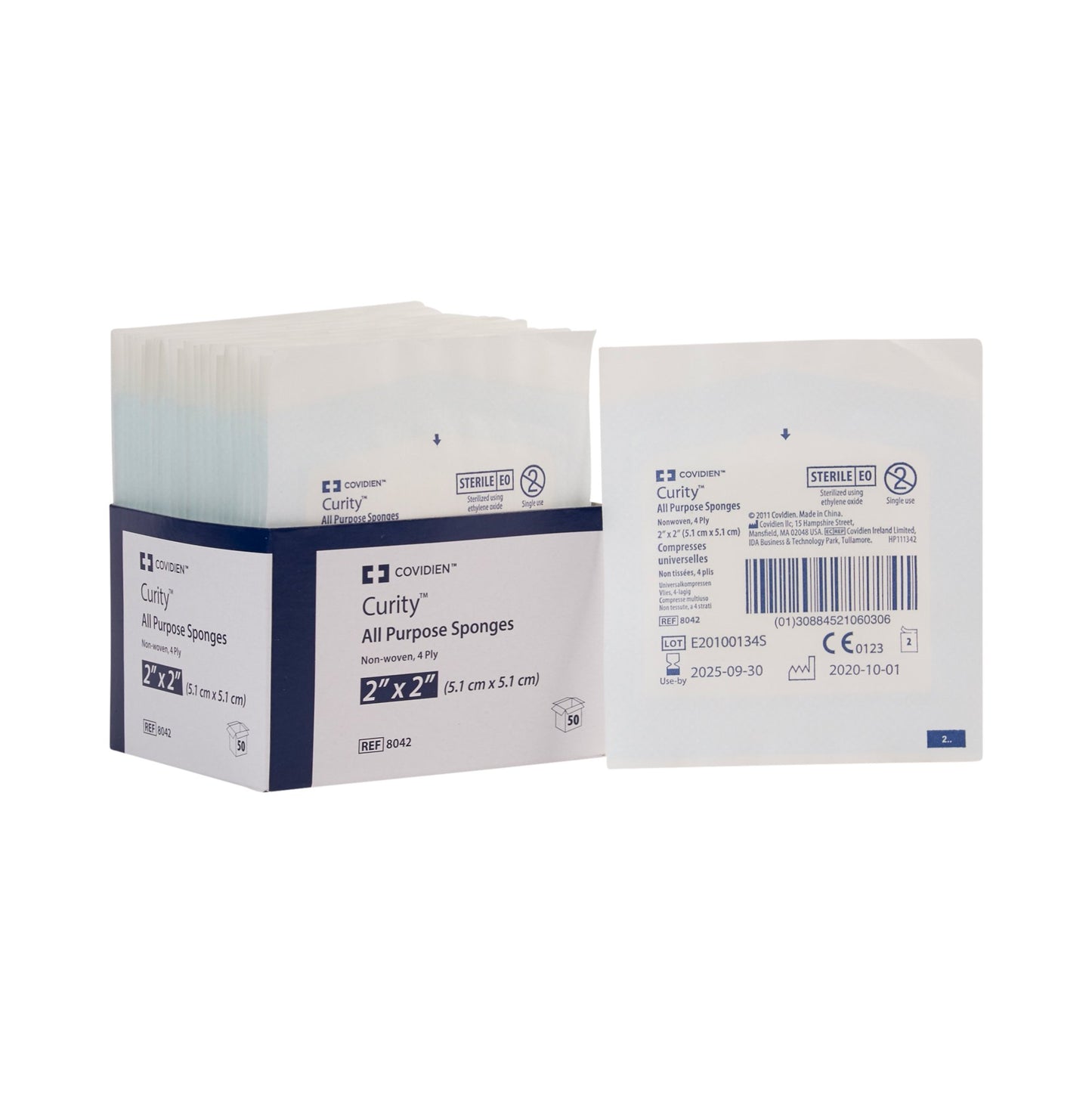 SPONGE, GAUZE CURITY STR 2"X2"(2/PK 25PK/TR 60TR/CS)