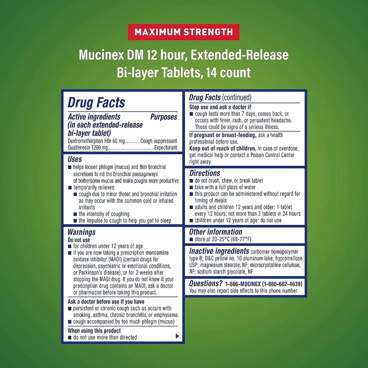MUCINEX DM, TAB MAX STRNTH 1200-60MG (14/BX)