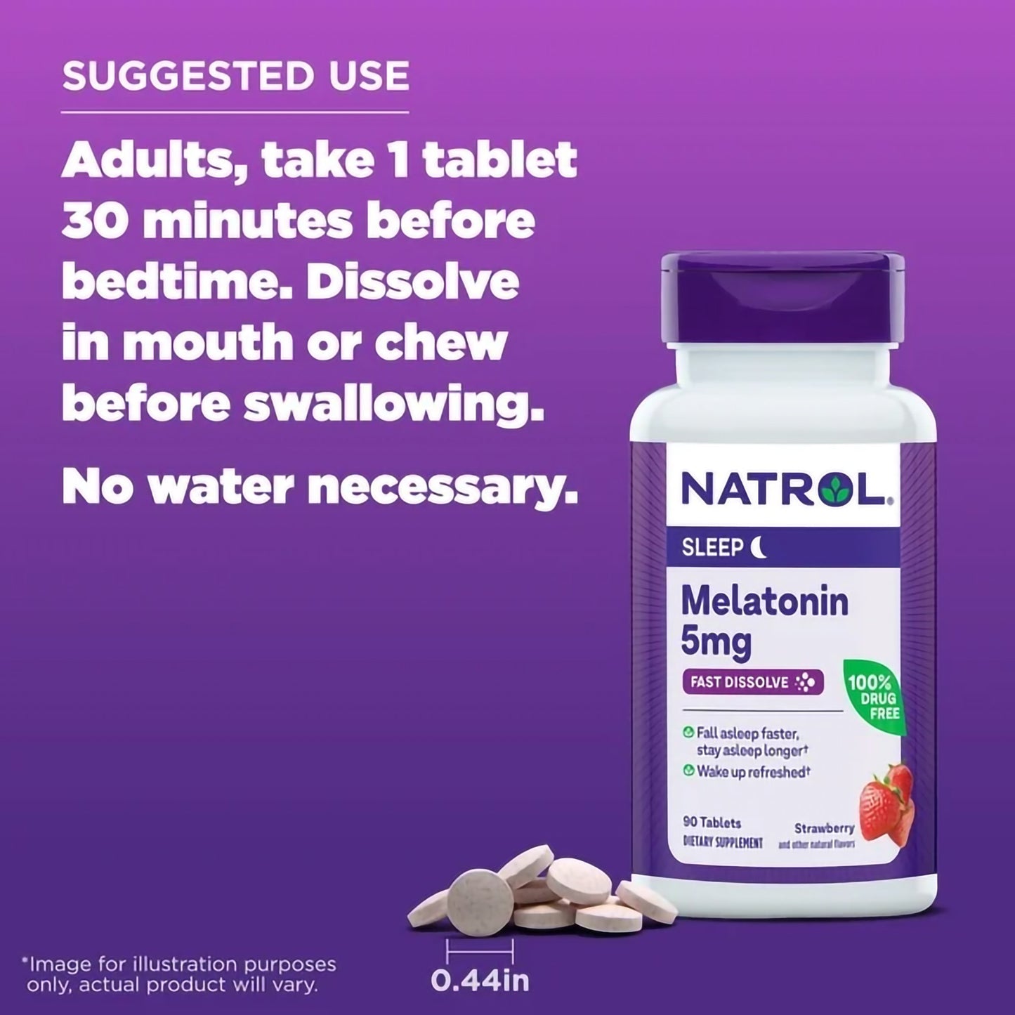 MELATONIN, TAB XS FAST DISSOLVE STRWBRY 5MG (90/BT)