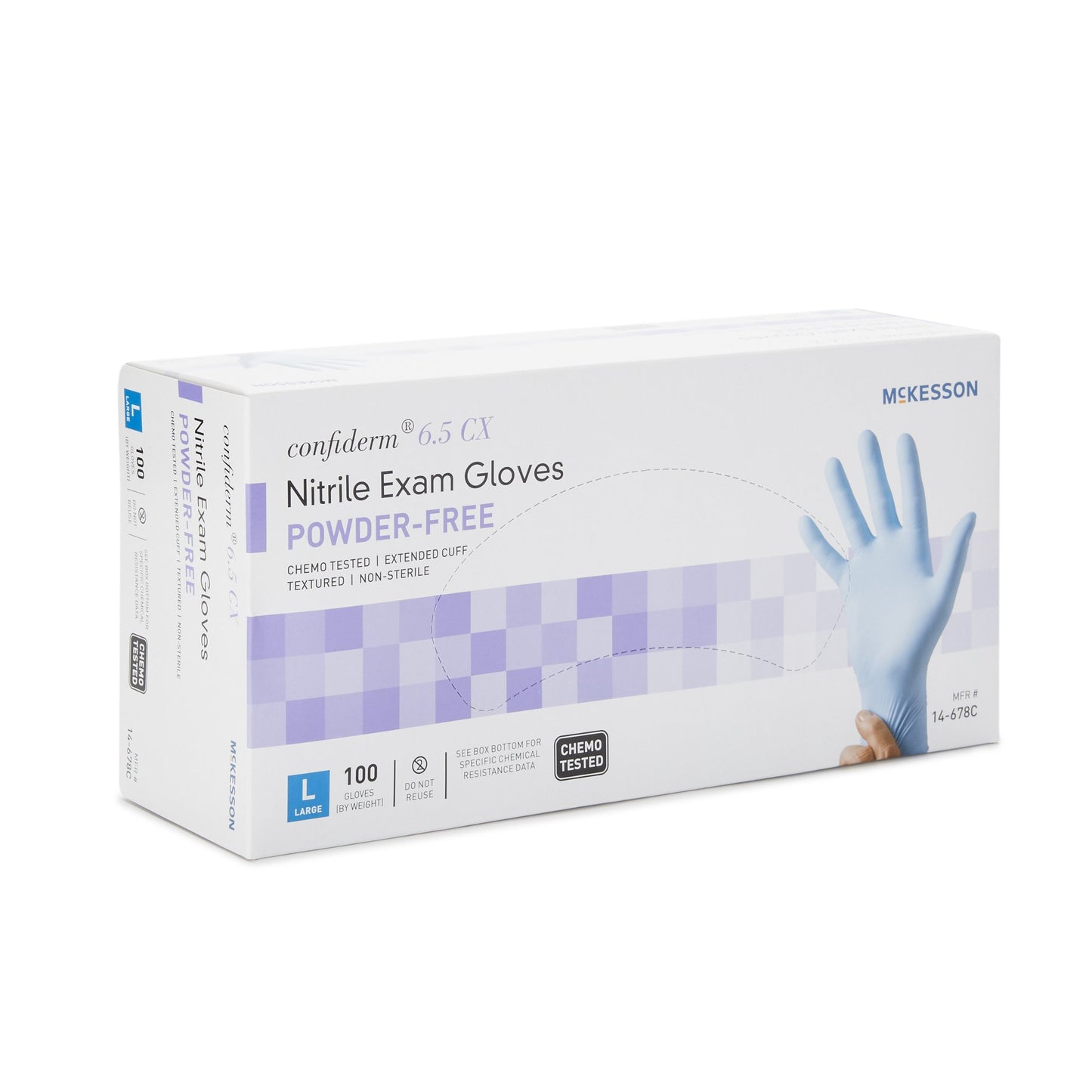 McKesson Confiderm® 6.5CX Nitrile Extended Cuff Length Exam Glove, Large, Blue