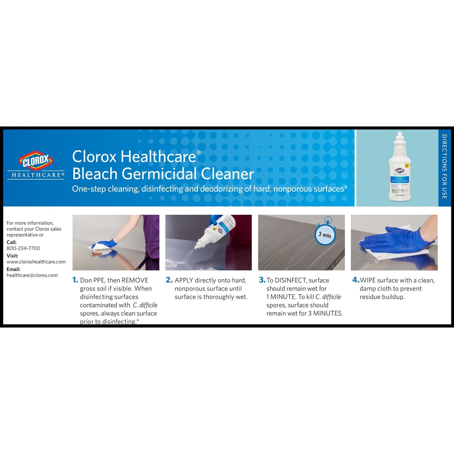 Clorox Healthcare® Bleach Germicidal Cleaner, 32-ounce bottle