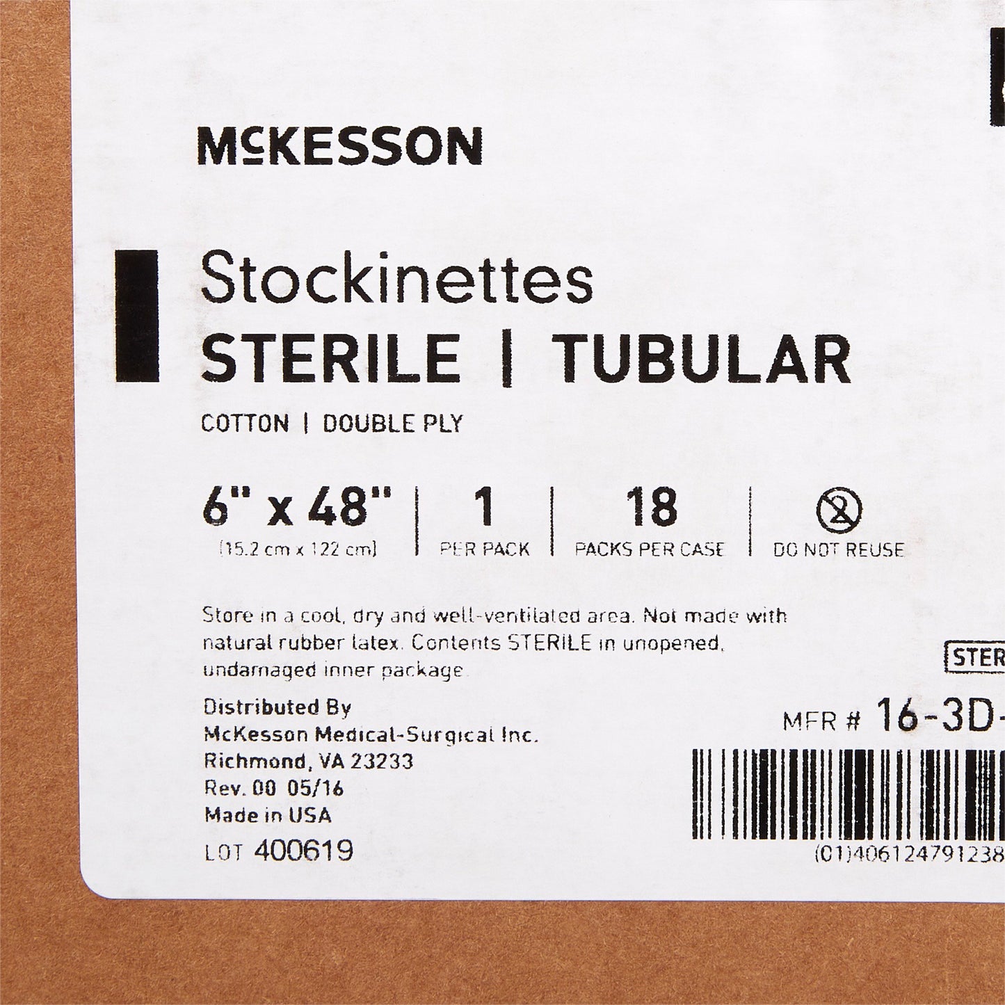 STOCKINETTE, TUBULAR 2PLY STR 6"X48"(18/CS)