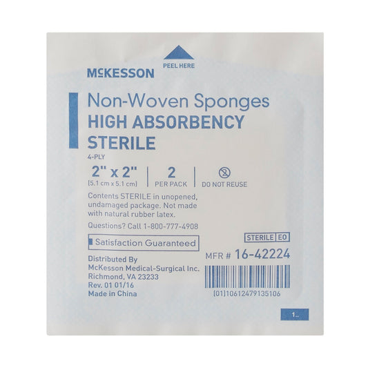 SPONGE, N/WOVN HI-ABSRB 2"X2" 4PLY STR (2/PK 50PK/