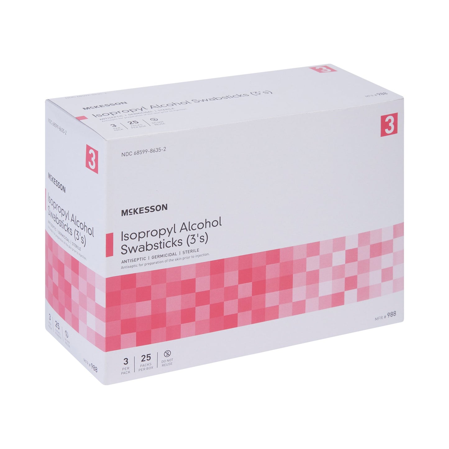 SWABSTICK, ALCHL STR (3/PK 25PK/BX 10BX/CS)