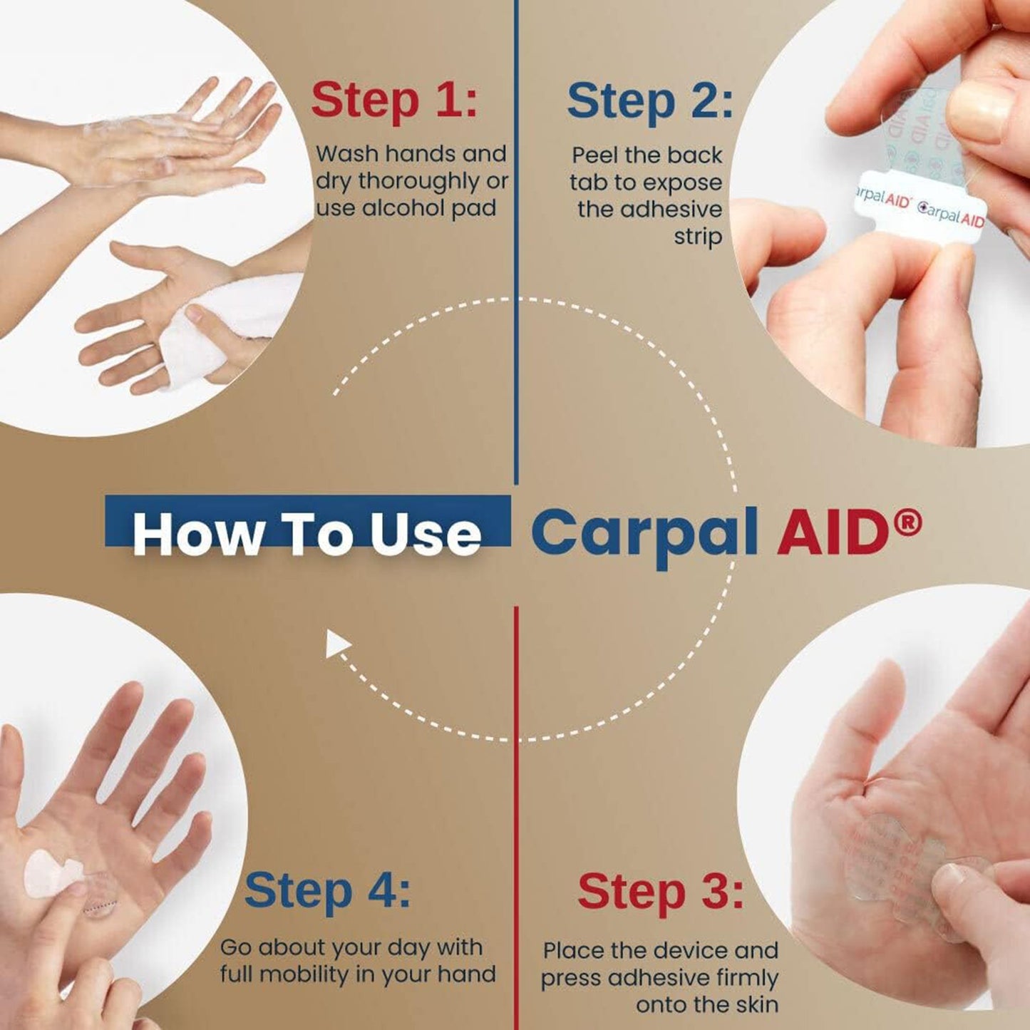 PATCH, HAND CARPAL AID PATCH LG (20/PK 48PK/CS)
