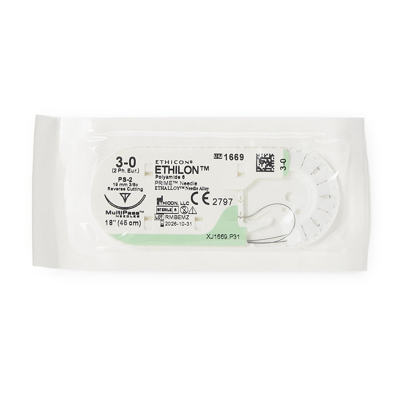 Ethilon™ Nonabsorbable Suture with Needle, 1 mm Needle Length