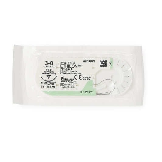 Ethilon™ Nonabsorbable Suture with Needle, 1 mm Needle Length