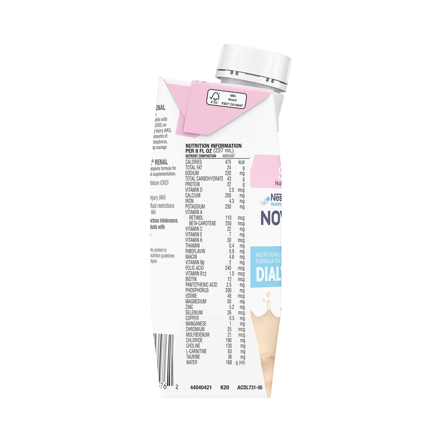Oral Supplement Novasource Renal Strawberry Flavor Liquid 8 oz. Carton