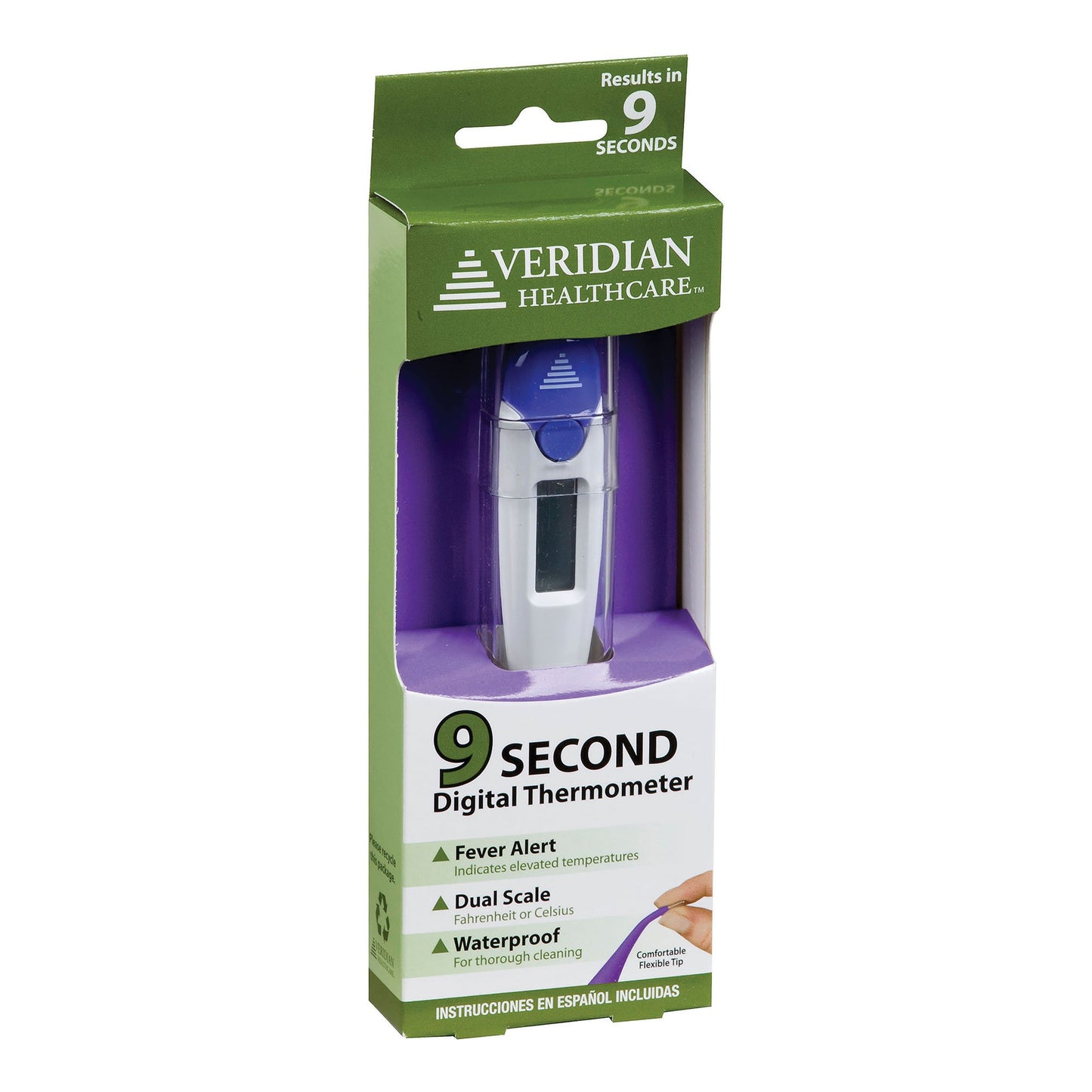Veridian 9-Piece 9-Second FLEX-TIP Digital Thermometers with Display