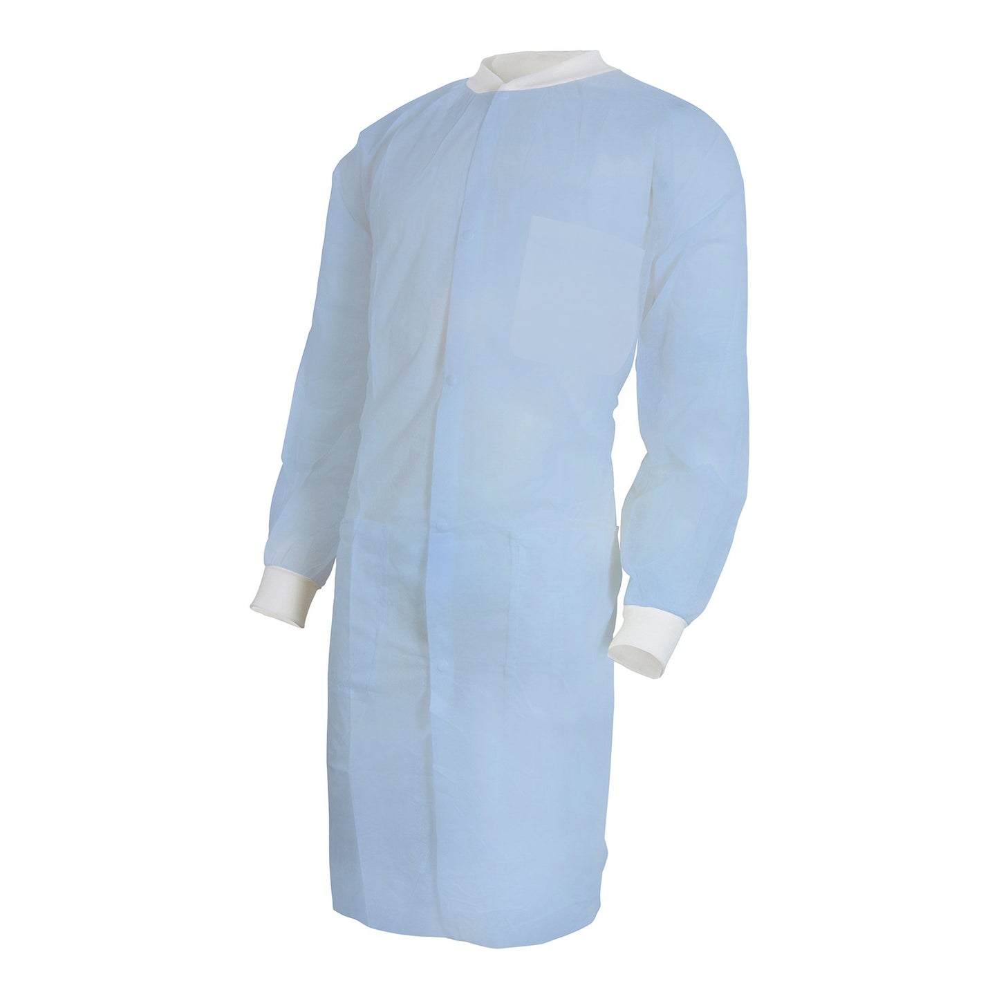 COAT, LAB KNITCUFF LF BLU SM/MED (10/BG 3BG/CS)
