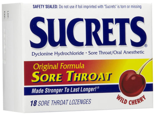 SUCRETS, LOZ SORE THROAT W/CHERRY (18/BX)