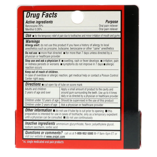 Orajel™ 2X Toothache & Gum Medicated Gel