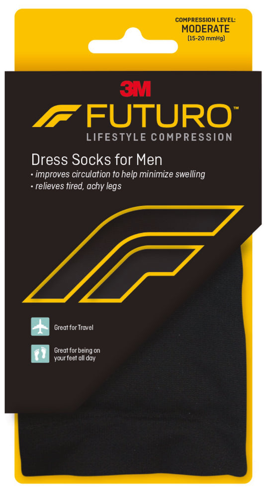 3M™ Futuro™ Lifestyle Compression Firm Dress Socks for Men, Black, Medium