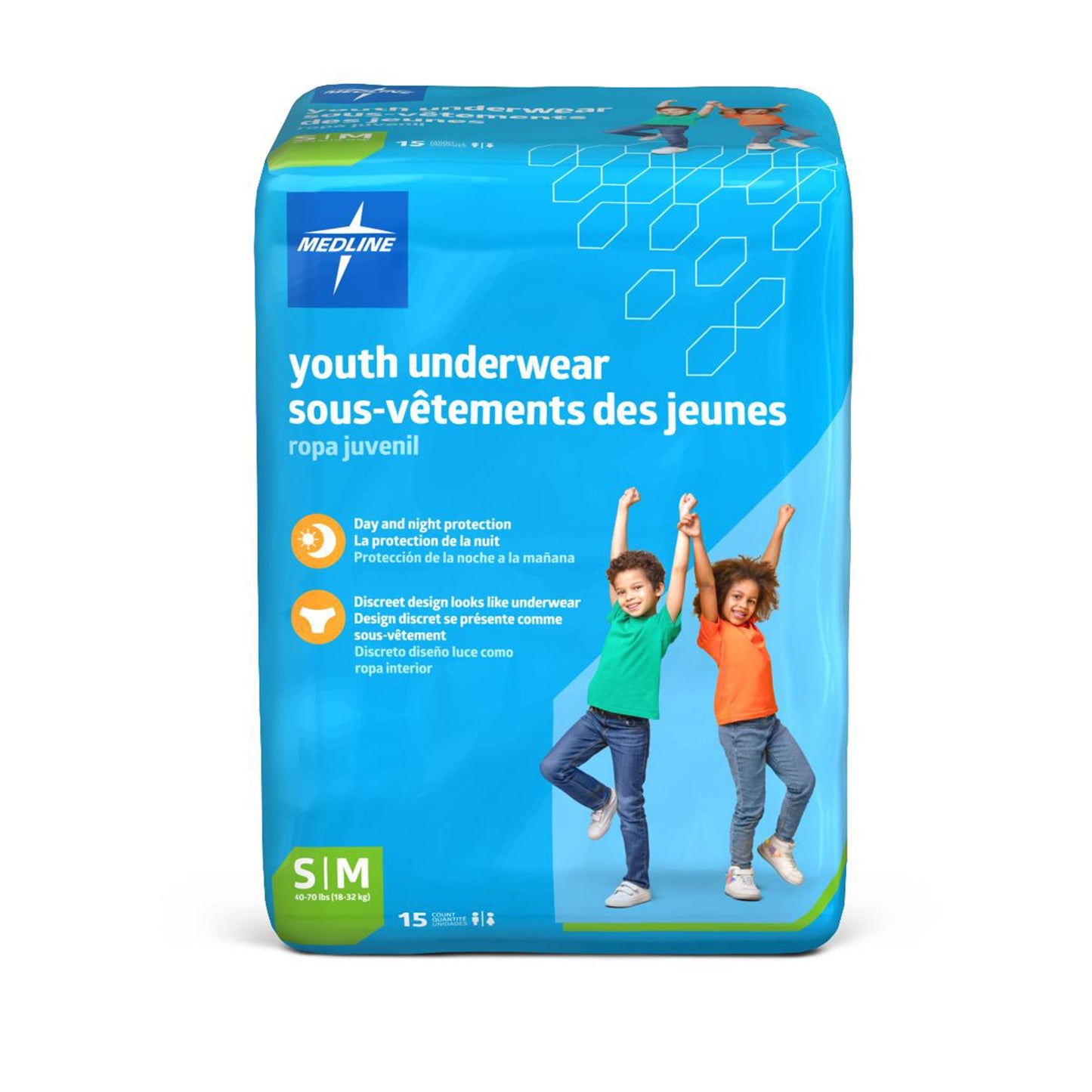 UNDERWEAR, PROTECT DRYTIME DISP YOUTH SM/MED (15/BG 4BG/CS)