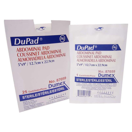 Abdominal Pad DuPad® 5 X 9 Inch 1-Ply Sterile 1 per Pack (25BX)
