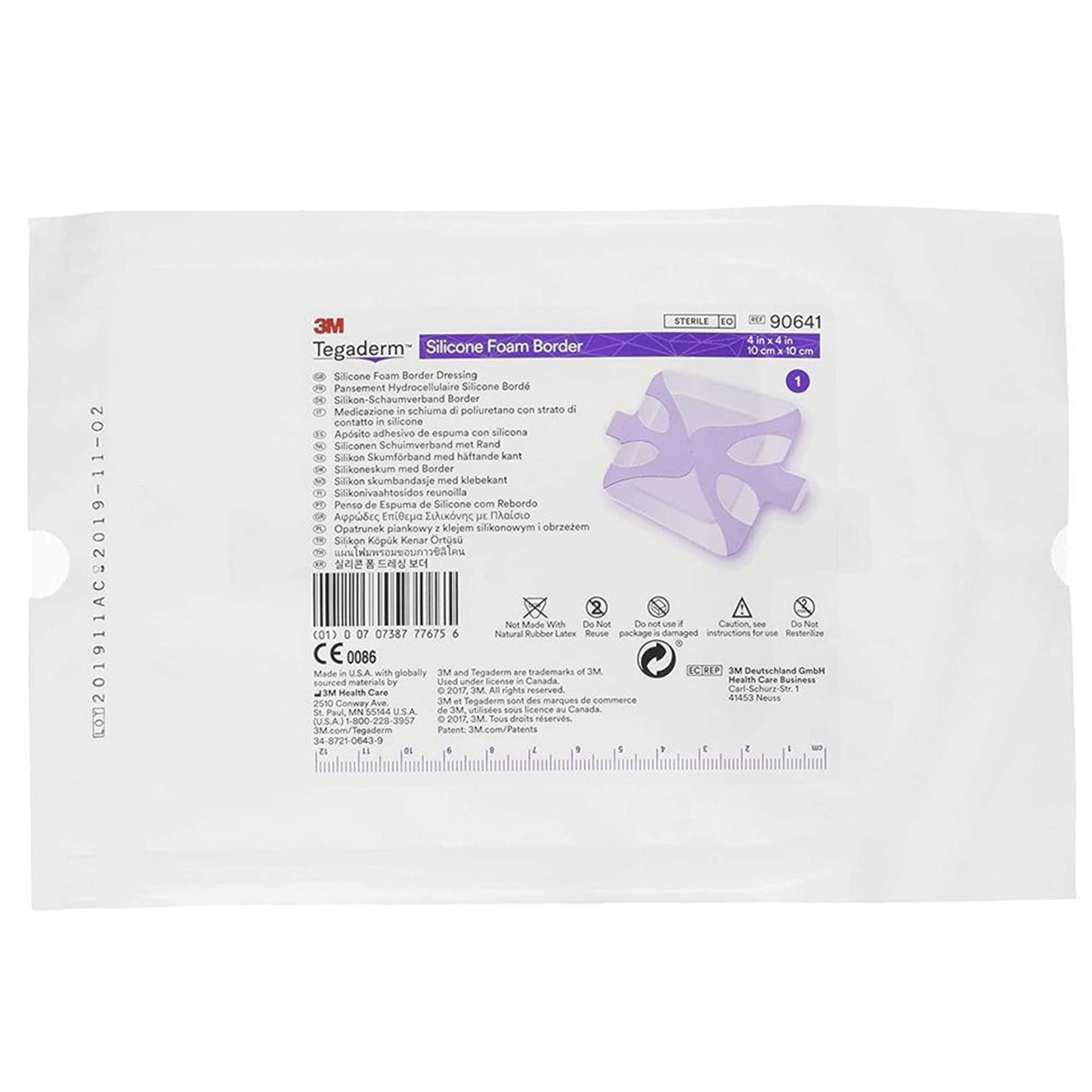 DRESSING, TEGADERM SIL FOAM BORDERED 2"X2" (10/BX 6BX/CS)