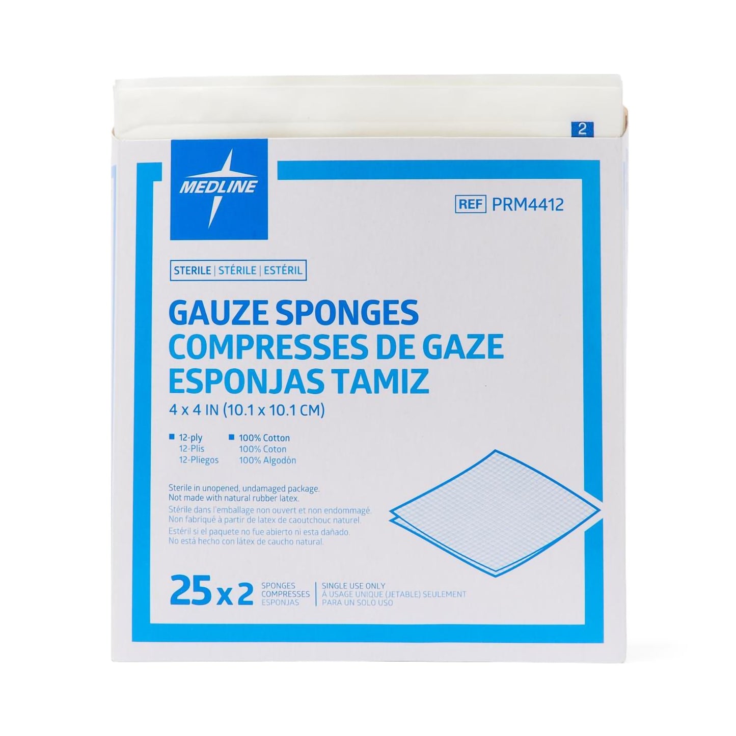 Medline Sterile Gauze Sponge, 4 x 4 Inch, 12-Ply