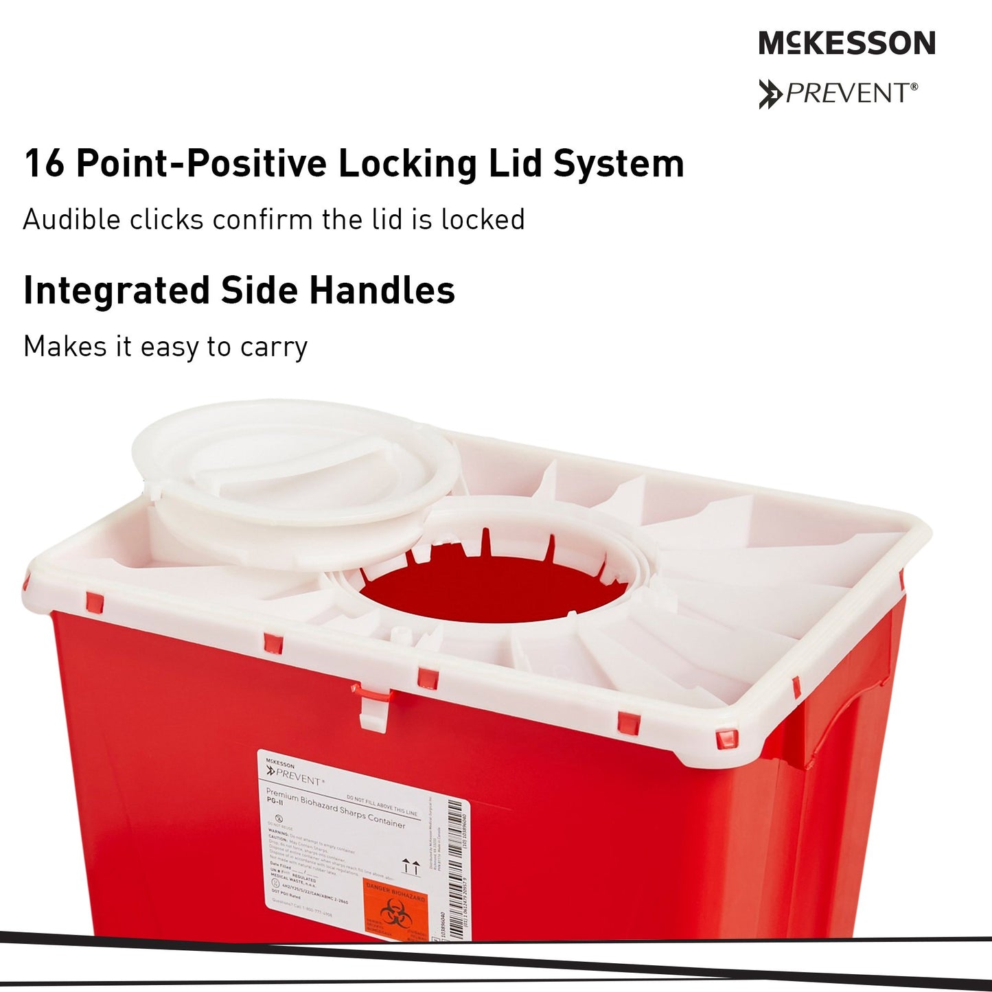 Sharps Container McKesson Prevent Red Base 20-4/5 H X 17-3/10 W X 13 L Inch Vertical Entry 12 Gallon