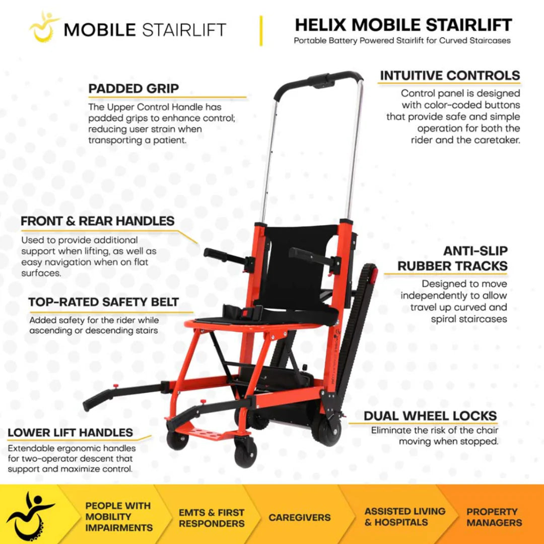 Helix Mobile Stairlift Portable Stair Wheelchair For Circular Stairs