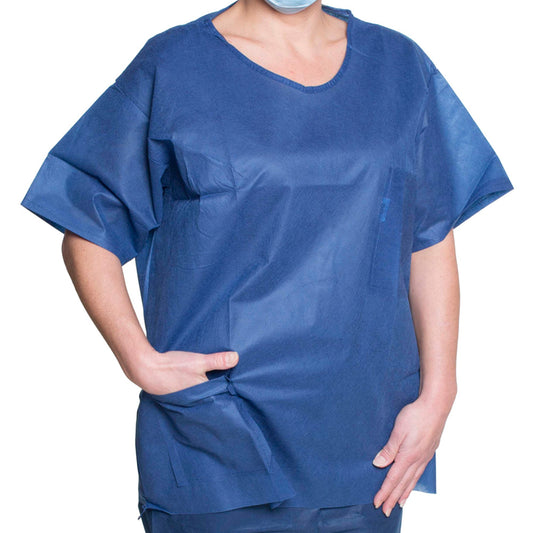 Scrub Shirt 2X-Large Dark Blue 2 Pockets Short Sleeve Unisex