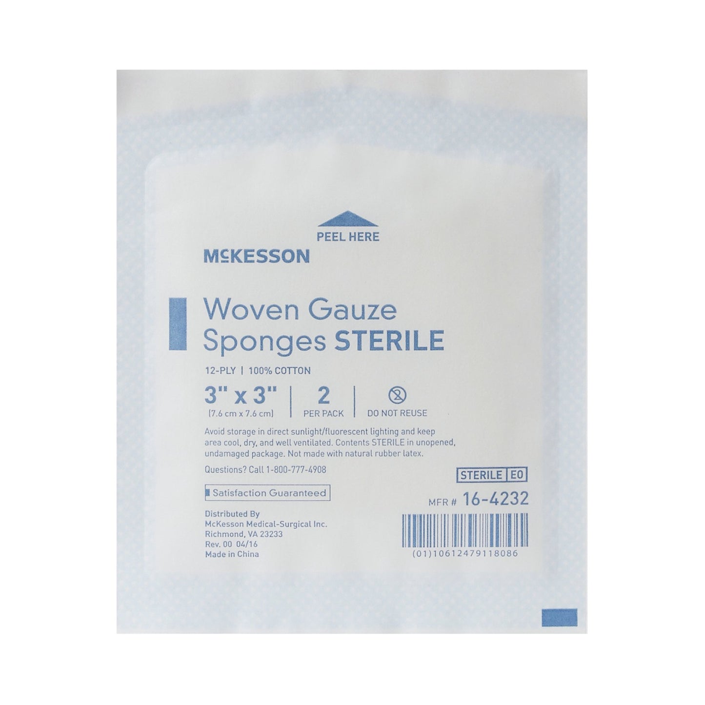 SPONGE, GAUZE 12PLY STR 2'S 3"X3" (2/PK 40PK/BX 30BX/CS)