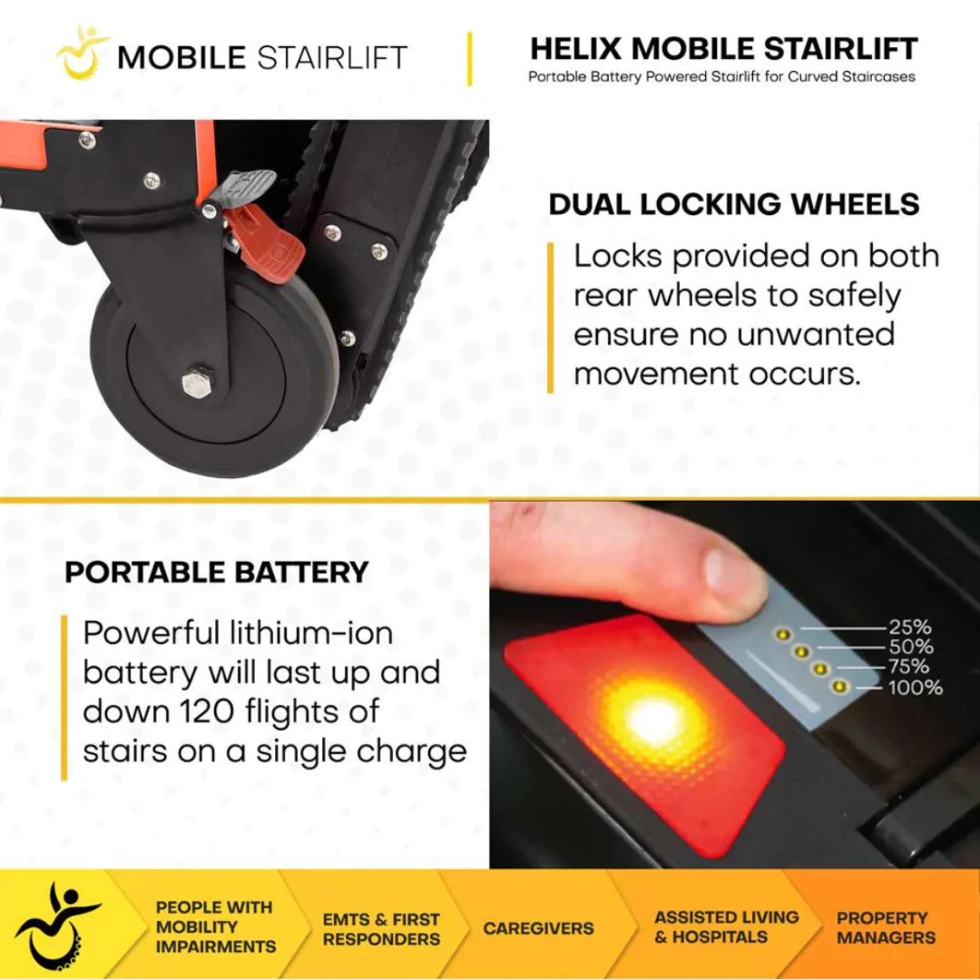 Helix Mobile Stairlift Portable Stair Wheelchair For Circular Stairs