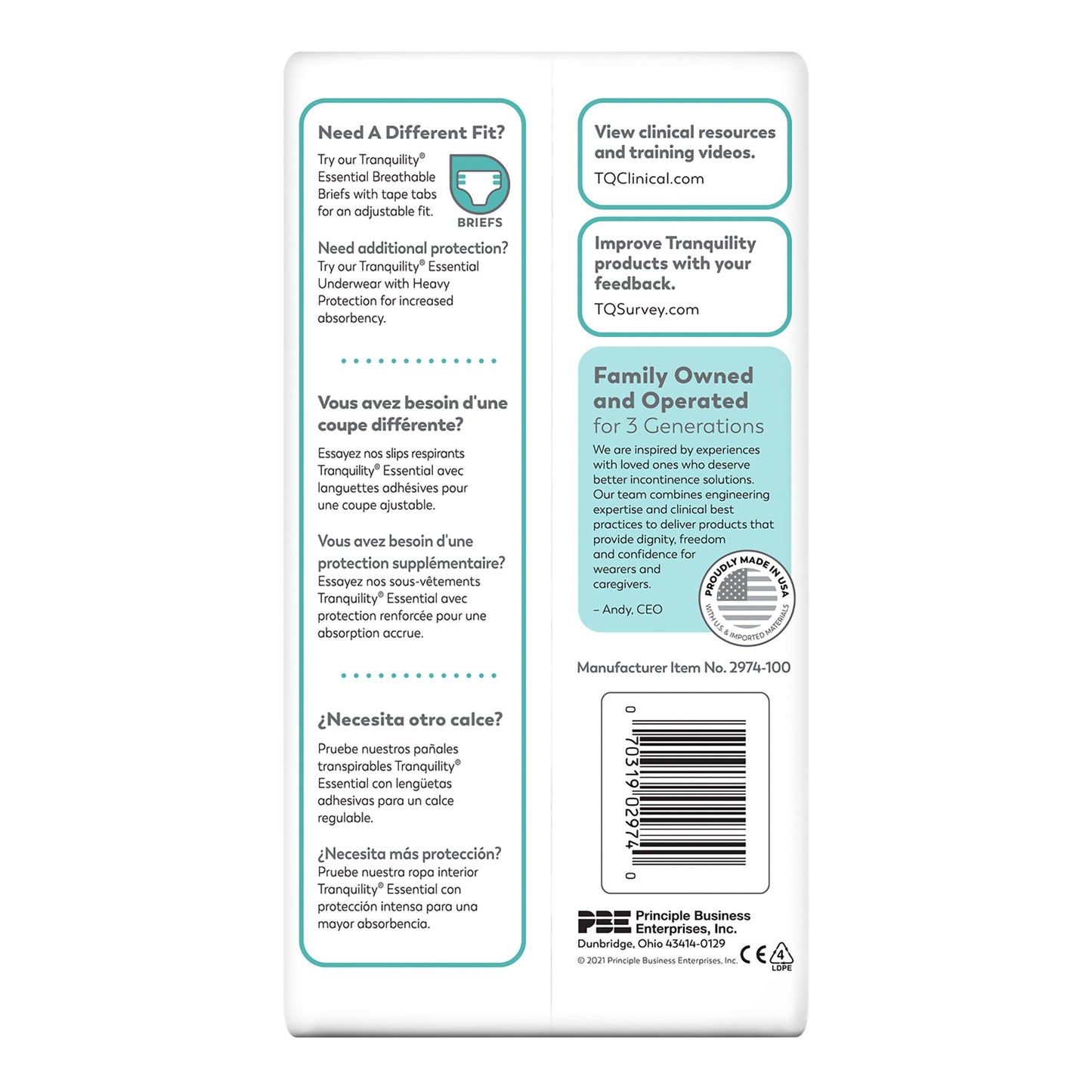 UNDERWEAR, ABSRB TRANQUILITY ESSENT DISP SM (25/BG 4BG/CS)