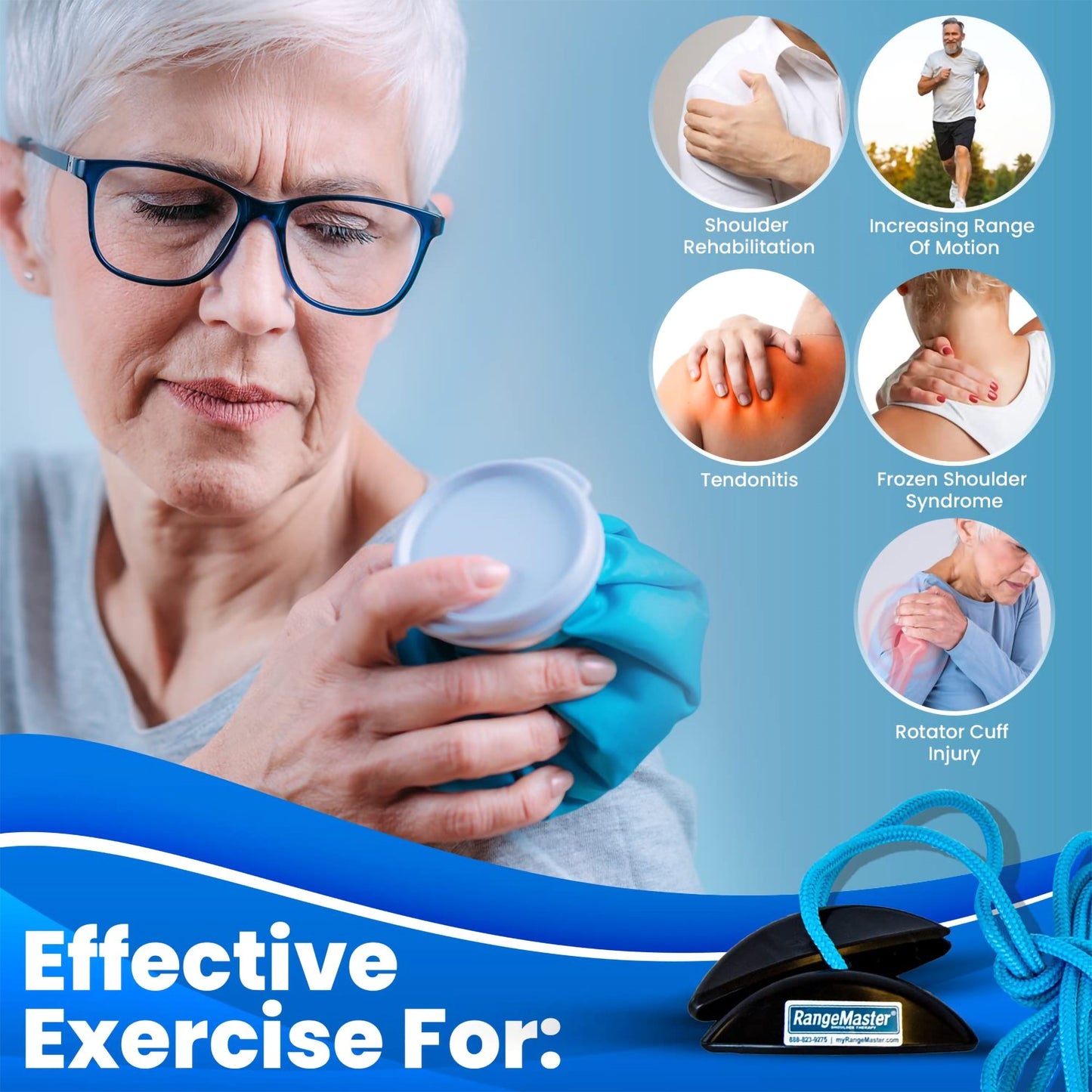 PULLEY, SHLDR THERAPY BLUE RNGR W/MTL BRCKT (50/CS