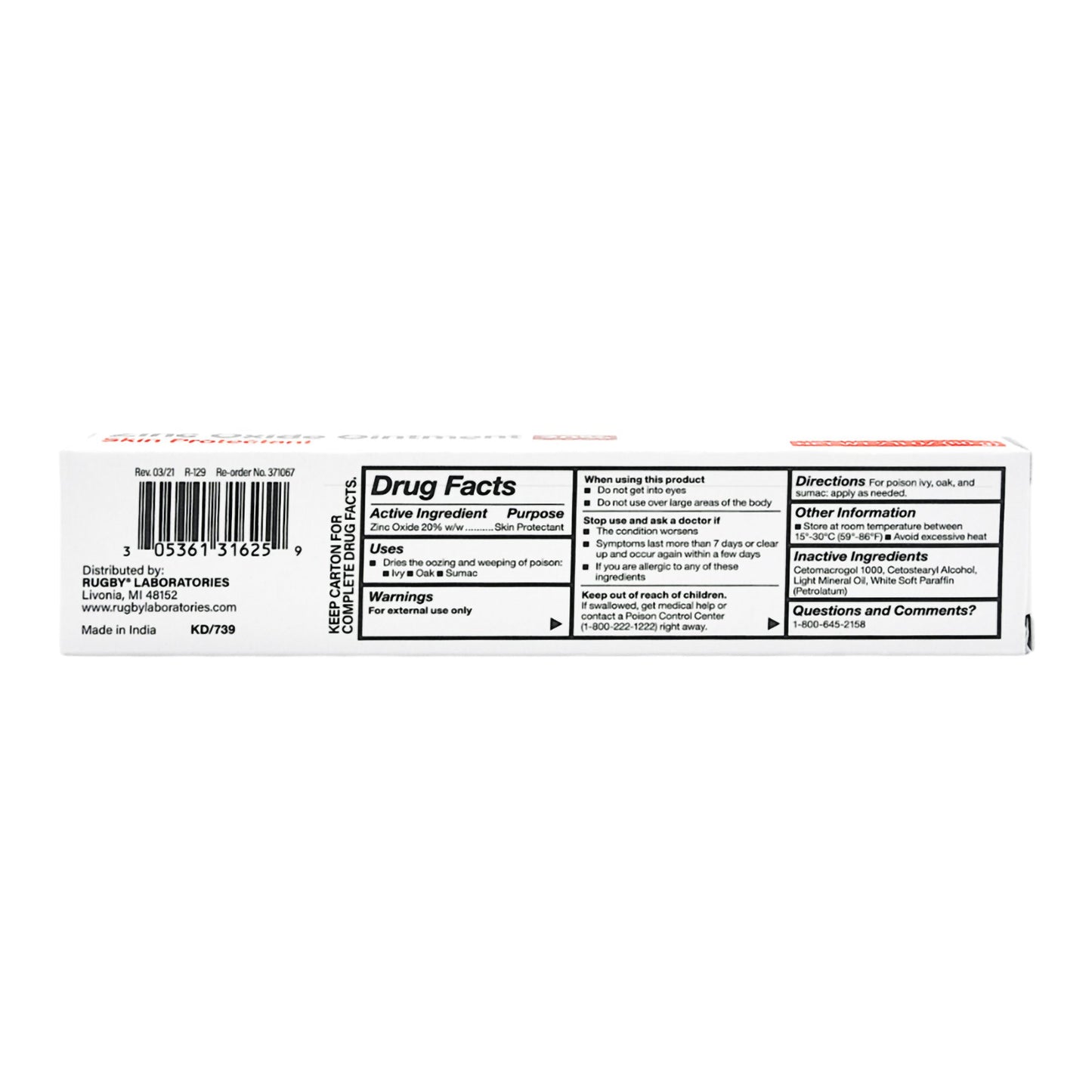 ZINC OXIDE, OINT 20% 60GM