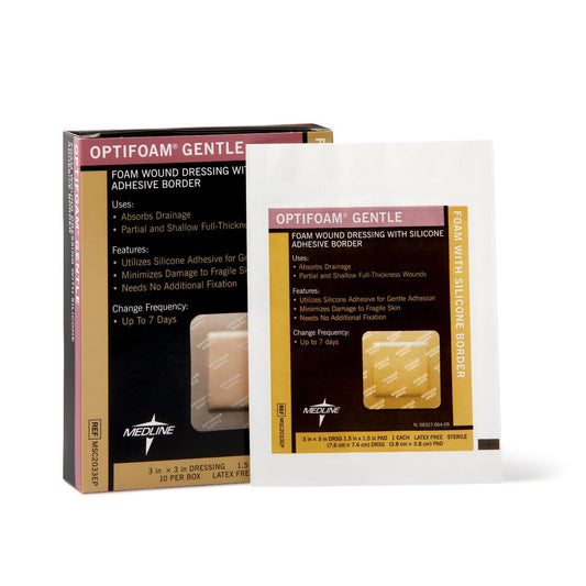 Foam Dressing Optifoam® Gentle 3 X 3 Inch With Border Waterproof Backing Silicone Border Square Sterile