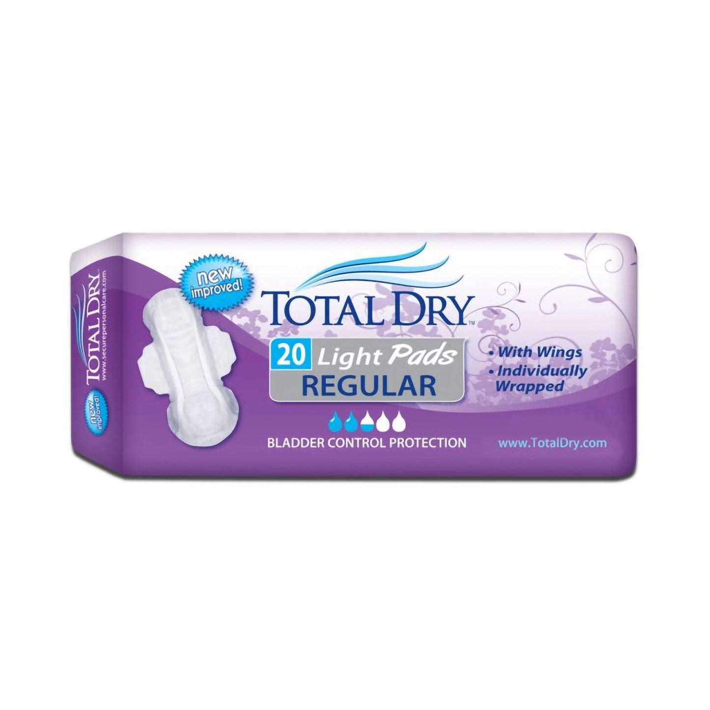 TotalDry™ Light Absorbency Bladder Control Pad, 11-Inch Length