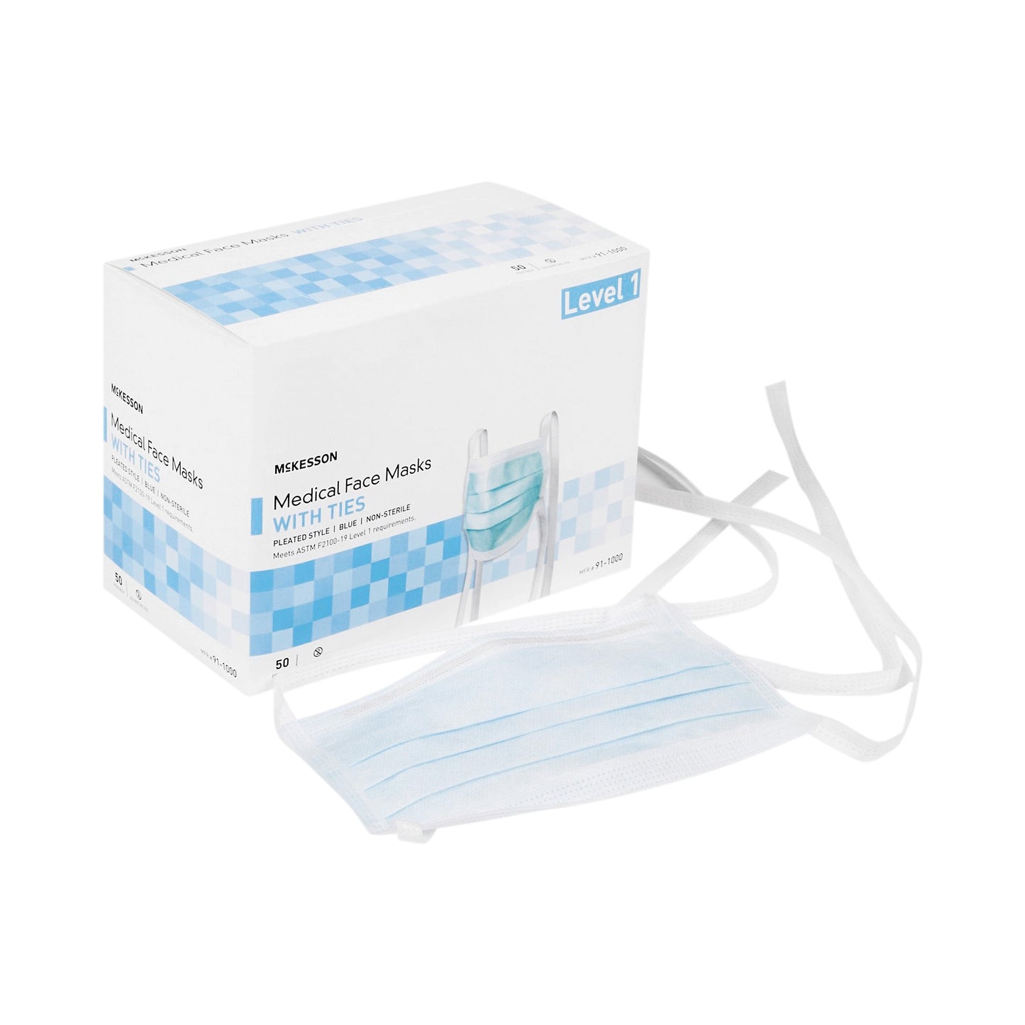 McKesson Classic Style Surgical Mask, Blue