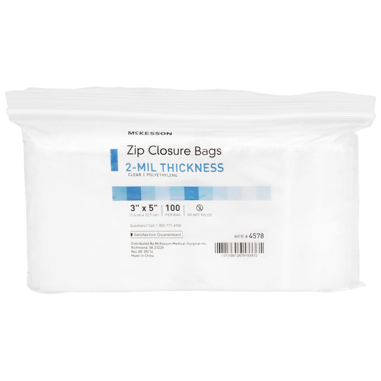 BAG, ZIP LOCK 3"X5" (100/PK 10PK/BX 12BX/CS)