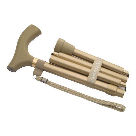 Switch Sticks® Gold Folding Cane, 32 to 37 Inch Height