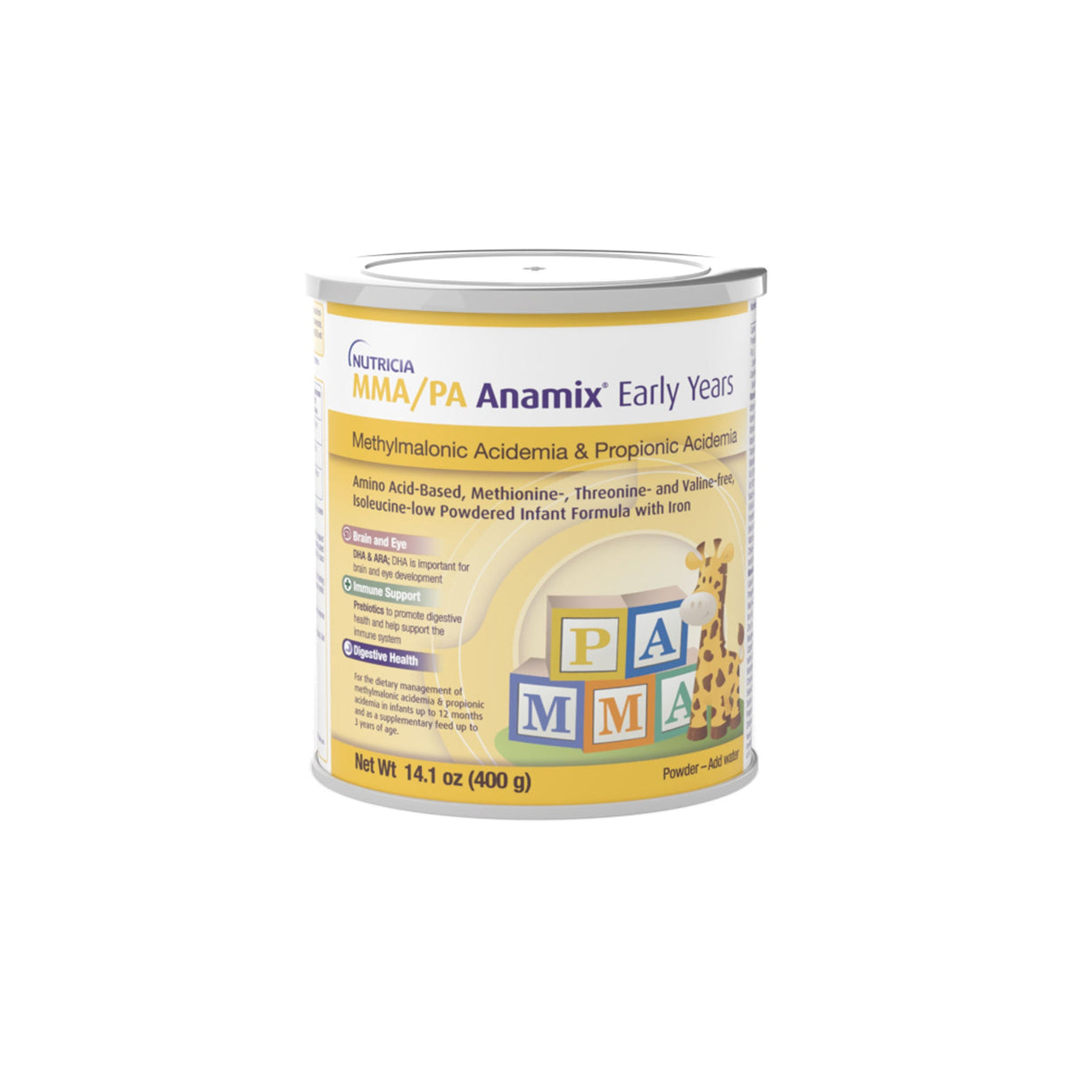 Infant Formula MMA/PA Anamix Early Years Unflavored 14.1 oz. Can (6 per CS) Powder Amino Acid / Iron Methylmalonic Acidemia and Propionic Acidemia