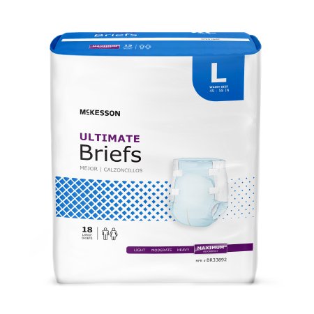 Unisex Adult Incontinence Brief McKesson Large Disposable Heavy Absorbency