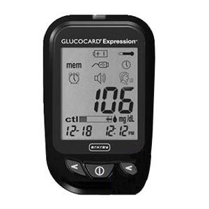 Arkray USA GlucoCard® Expression™ Talking Blood Glucose Meter Black, Bilingual Voice, 6 Second Test Time