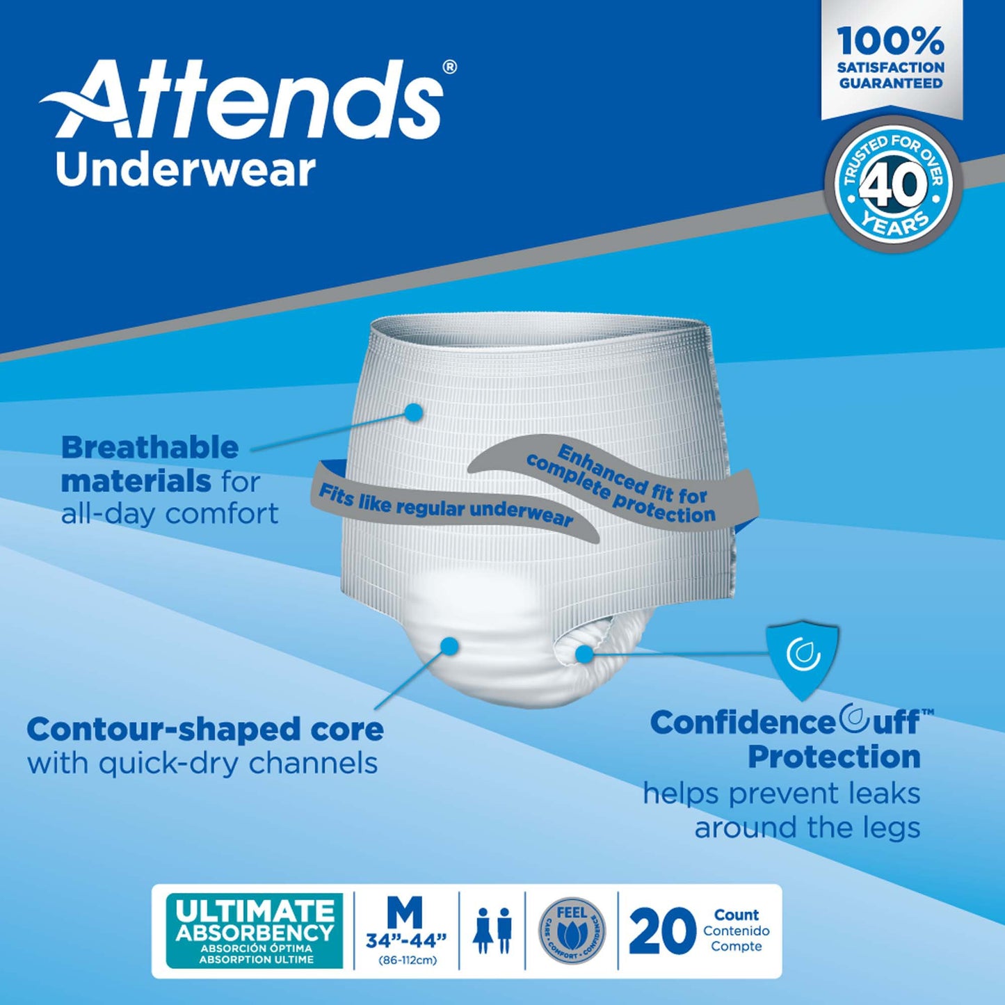 UNDERWEAR, ATTENDS ULT MED (20/BG 4BG/CS)