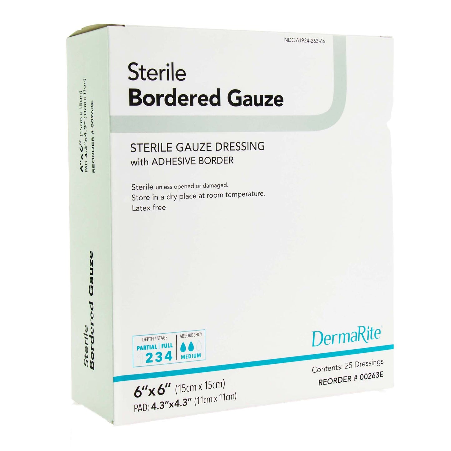 DermaRite® Bordered Gauze Island Dressing, 6 x 6 Inch