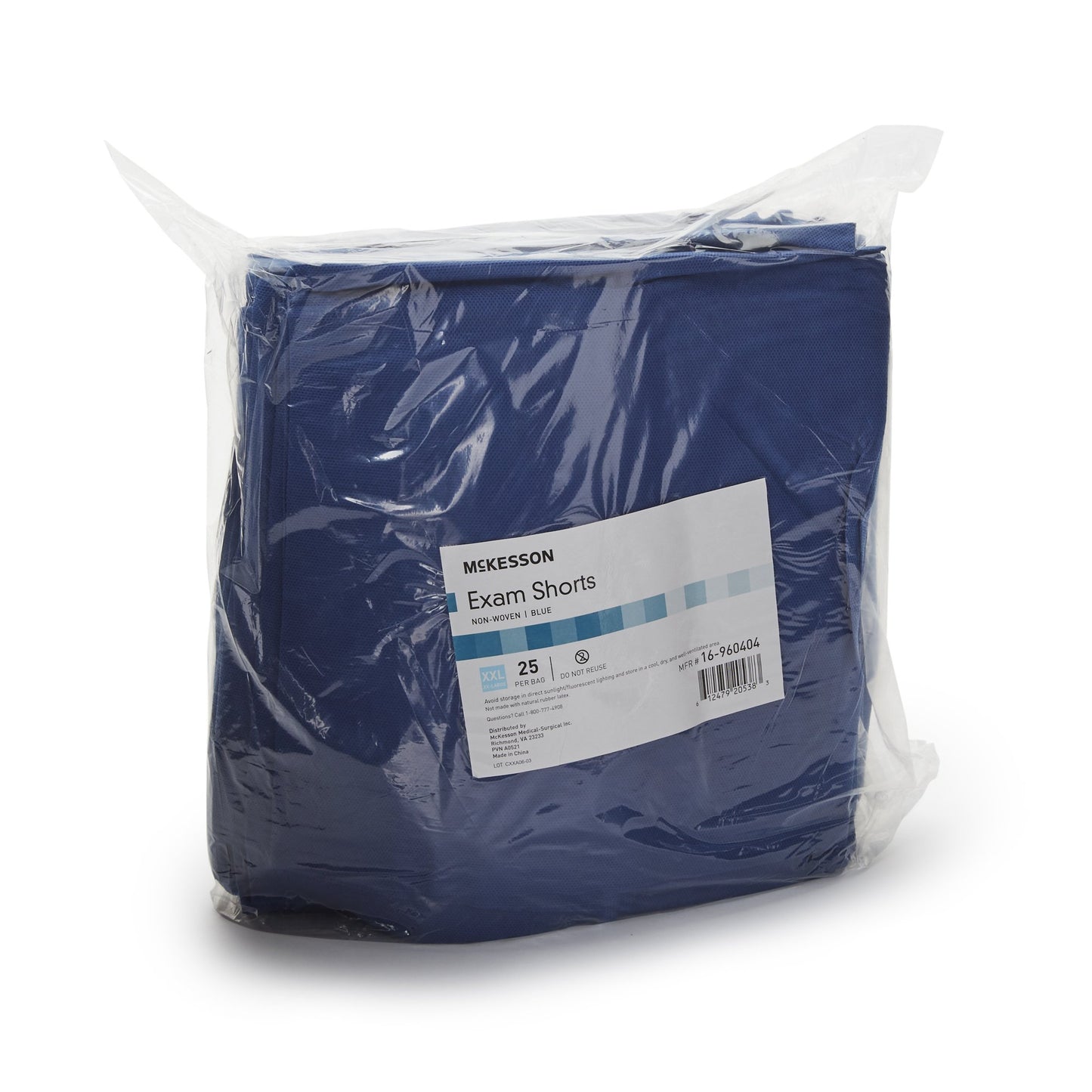 SHORTS, EXAM ORTHO BLU 2XLG UPTO 60" (25/BG 2BG/CS)