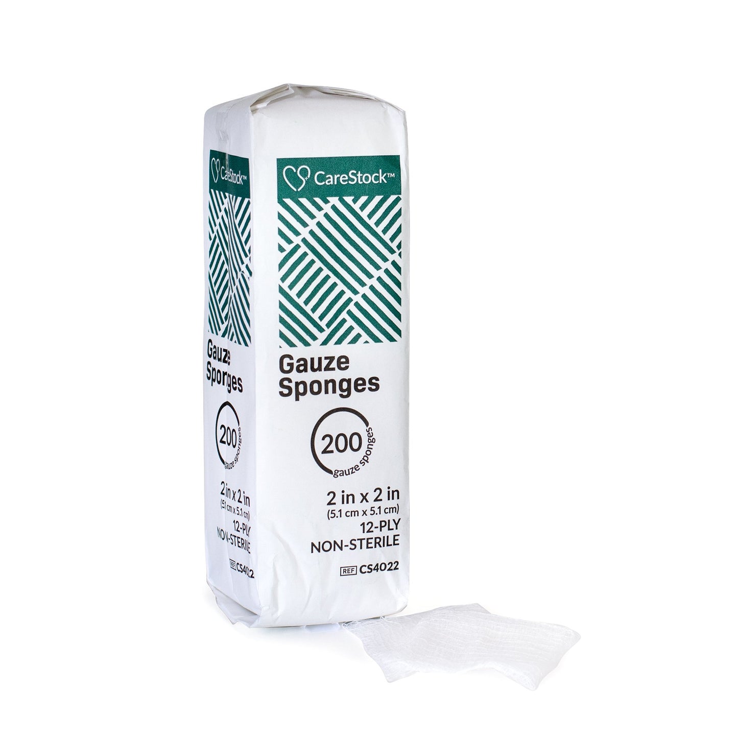 CareStock Gauze Sponge, 4 x 4 in. 8-Ply - Medical-Grade Cotton Wound Dressing