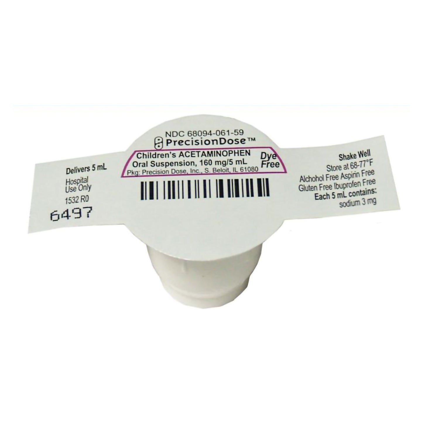 ACETAMINOPHEN, ORAL SUSPN DYE FREE CHLD 160MG/5ML UD (30/CS)